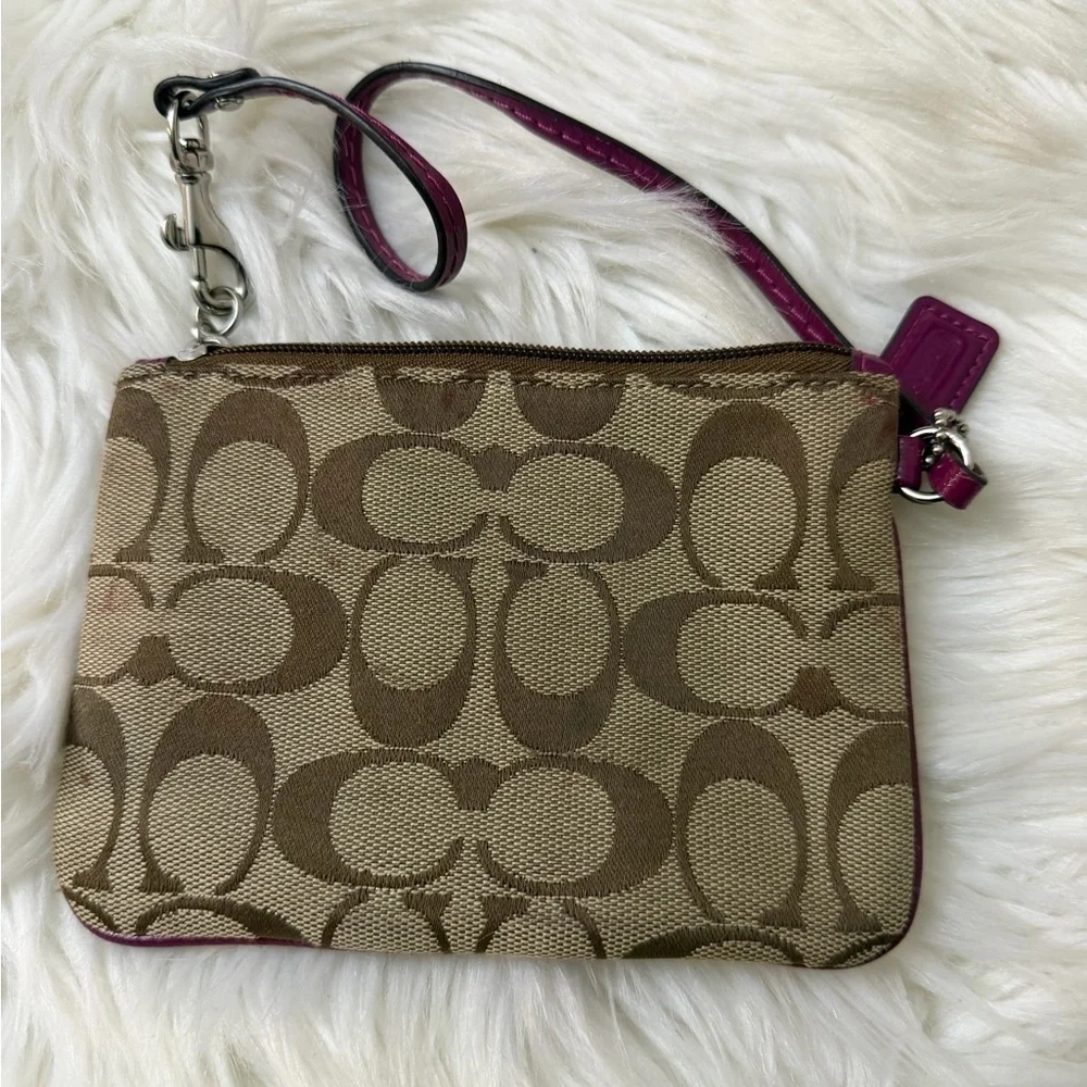 Coach Tan and Pink Wristlet